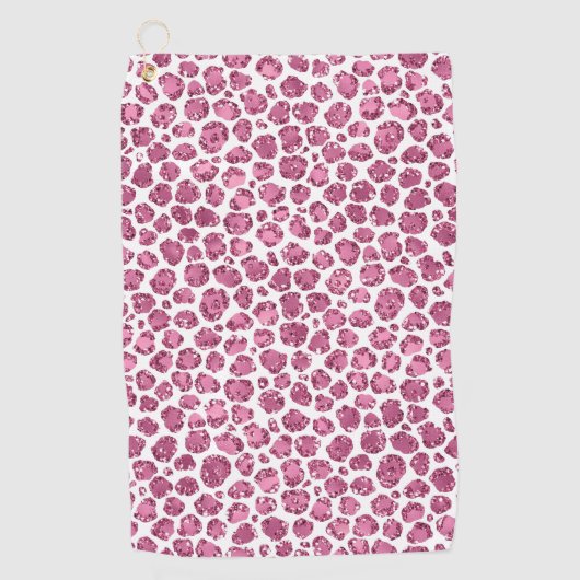 Girl Pink White Glam Glitzer Leopard Print Golfhandtuch (Vorderseite)