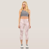Girl Pink White Glam Leopard Print Capri Leggings (Vorderseite)