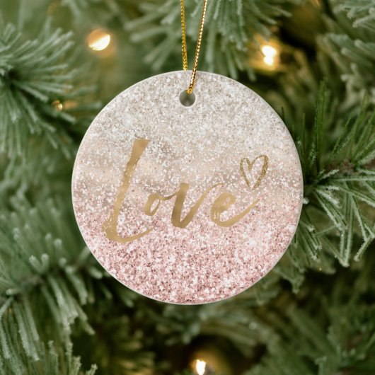 Girl Pink White Glitz Glitzer Liebe Keramik Ornament (Baum)