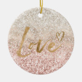 Girl Pink White Glitz Glitzer Liebe Keramik Ornament (Vorne)