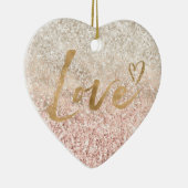 Girl Pink White Gold Glitz Glitzer Liebe Keramik Ornament (Rechts)