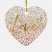 Girl Pink White Gold Glitz Glitzer Liebe Keramik Ornament (Vorne)