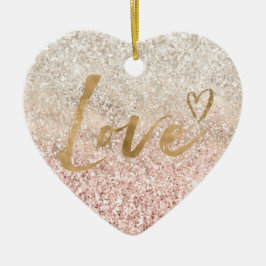 Girl Pink White Gold Glitz Glitzer Liebe Keramik Ornament