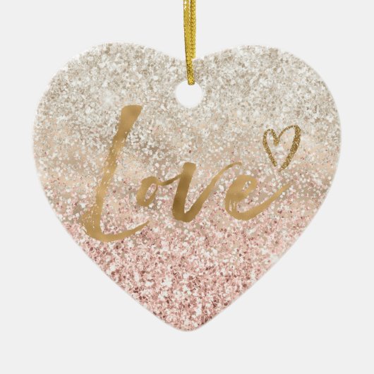 Girl Pink White Gold Glitz Glitzer Liebe Keramik Ornament (Vorne)