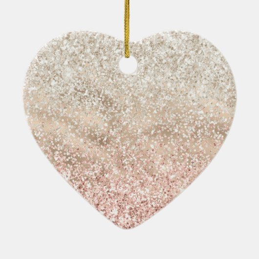 Girl Pink White Gold Glitz Glitzer Liebe Keramik Ornament (Hinten)
