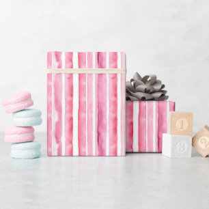 Girl Pink White Stripes Geschenkpapier