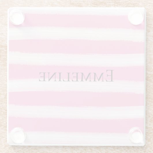 Girl Pink White Stripes Glasuntersetzer (Rückseite)