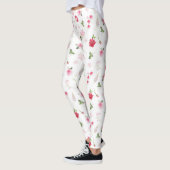 Girl Pink White Watercolor Floral Pattern Leggings (Links)