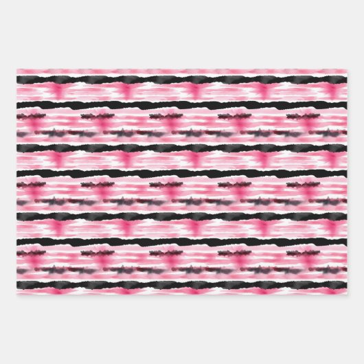 Girl Pink White Zebra Streifen Geschenkpapier Set (Vorderseite 3)