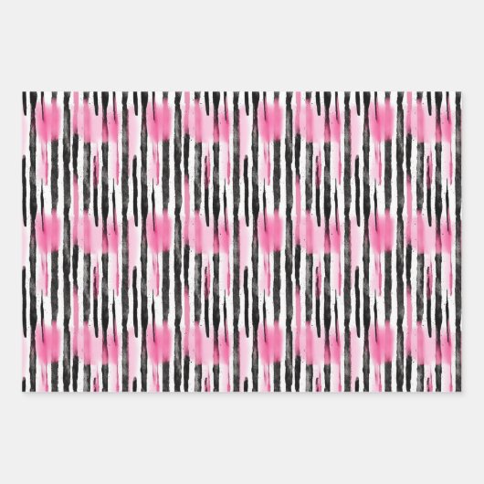 Girl Pink White Zebra Streifen Geschenkpapier Set (Vorderseite)