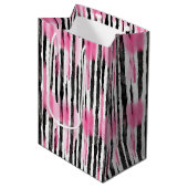 Girl Pink White Zebra Streifen Mittlere Geschenktüte (Vorderseite Schrägansicht)