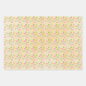 Girl Pink Yellow Floral Geschenkpapier Set (Vorderseite)