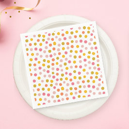 Girl Pink Yellow Polka Dots Paper Napkin Serviette