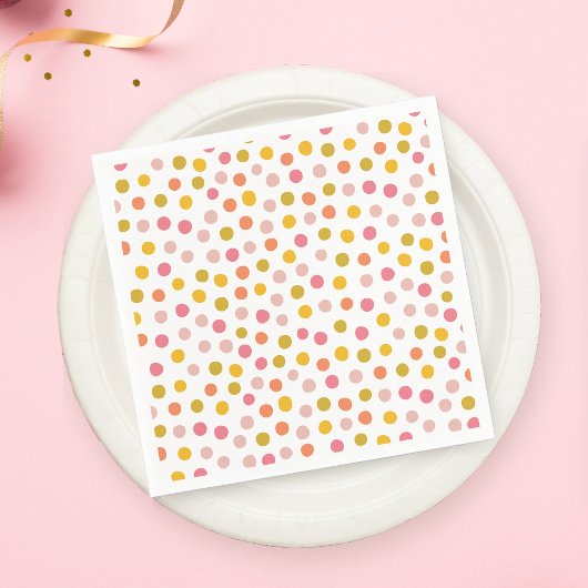Girl Pink Yellow Polka Dots Paper Napkin Serviette