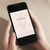 Girl Pink Zweiter Geburtstag Einladung