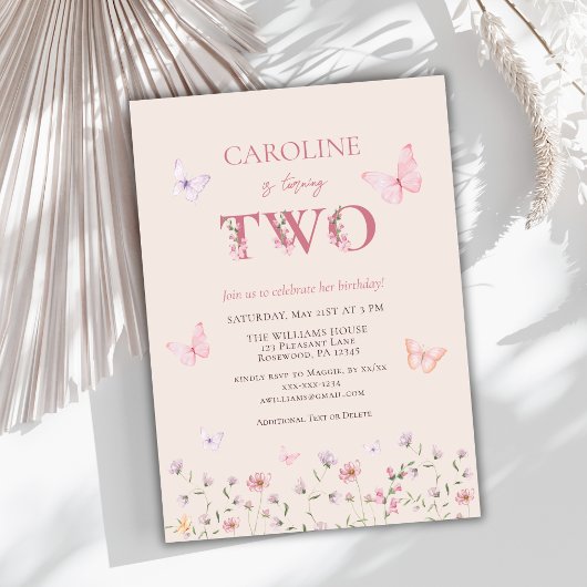 Girl Pink Zweiter Geburtstag Einladung