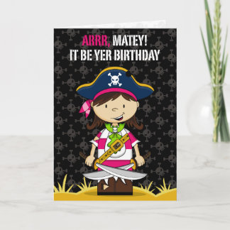 Girl Pirate Captain Greeting Card Karte