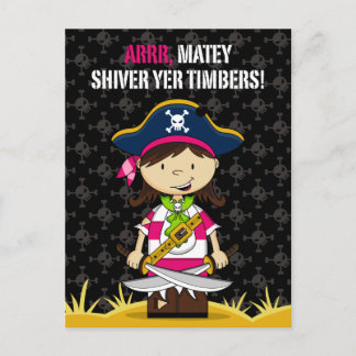 Girl Pirate Captain Postcard Postkarte