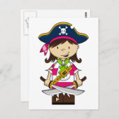 Girl Pirate Captain Postcard Postkarte (Vorne/Hinten)