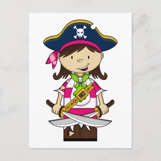Girl Pirate Captain Postcard Postkarte (Vorderseite)