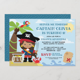 Girl Pirate Party Geburtstagseinladungen Einladung