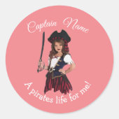 Girl Pirate Runder Aufkleber (Vorderseite)