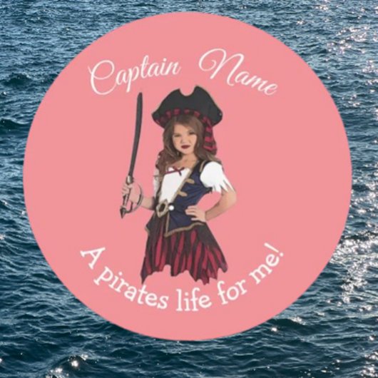 Girl Pirate Runder Aufkleber