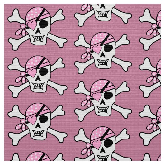 Girl Pirate Skull and Bones Pink Stoff (Muster)