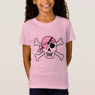 Girl Pirate Skull and Bones Pink T-Shirt
