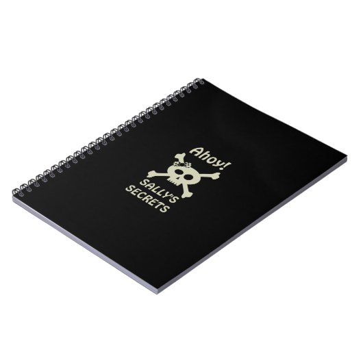 Girl Pirate Skull Crossbones Black Notebook Notizblock (Linke Seite)