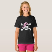 Girl Pirate Skull und Bones Black T-Shirt (Vorne ganz)