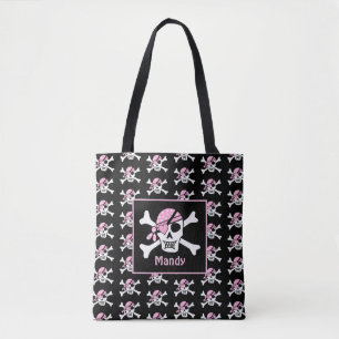 Girl Pirate Skull und Bones Black Tasche