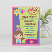 Girl Pizza Party Geburtstag Einladung (Stehend Vorderseite)