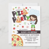Girl Pizza Party Geburtstag Einladung (Vorderseite)