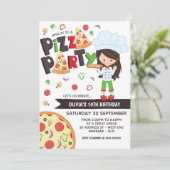 Girl Pizza Party Geburtstag Einladung (Stehend Vorderseite)