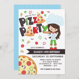 Girl Pizza Party Geburtstag Einladung