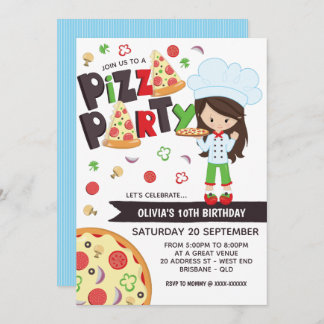 Girl Pizza Party Geburtstag Einladung