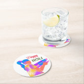 Girl play Colorful Holi Runder Pappuntersetzer (Vor Ort)