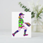 Girl Playing Baseball Postkarte (Stehend Vorderseite)