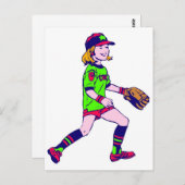 Girl Playing Baseball Postkarte (Vorne/Hinten)