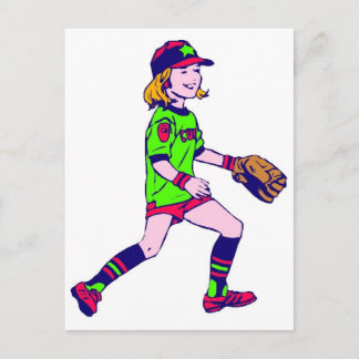 Girl Playing Baseball Postkarte