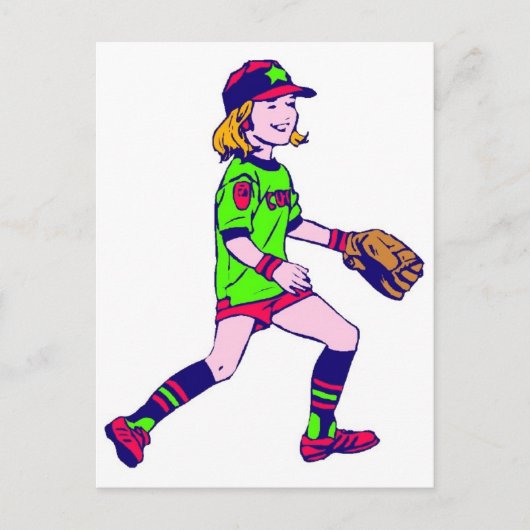 Girl Playing Baseball Postkarte (Vorderseite)