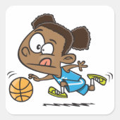 Girl Playing Basketball Square Sticker (Vorderseite)