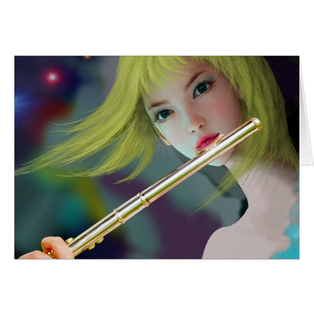 Girl Playing Flute 2 (Vorderseite (Horizontal))