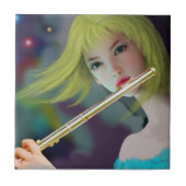 Girl Playing Flute 2 Fliese (Vorderseite)