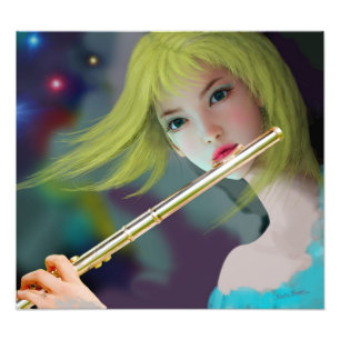 Girl Playing Flute 2 Fotodruck