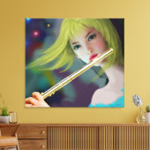 Girl Playing Flute 2 Leinwanddruck (Insitu (Wohnzimmer))
