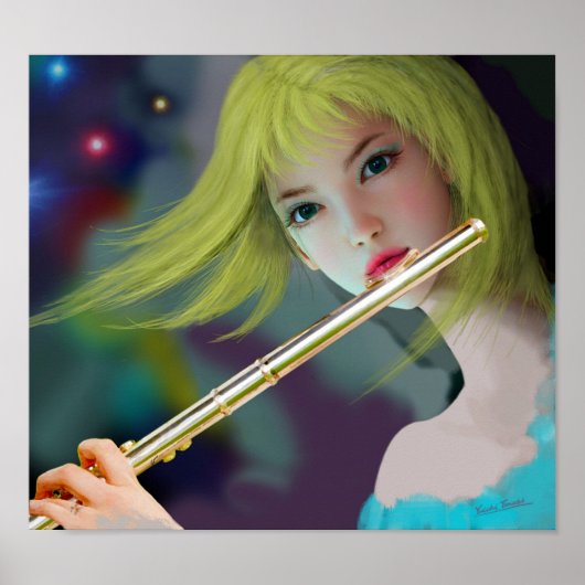 Girl Playing Flute 2 Poster (Vorne)