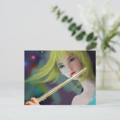 Girl Playing Flute 2 Postkarte (Stehend Vorderseite)