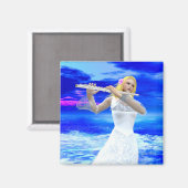 Girl Playing Flute Magnet (Vorderseite/Rückseite)